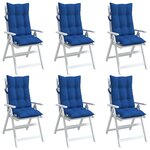 vidaXL Coussins de chaise à dossier haut lot de 6 bleu royal