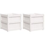 vidaXL Jardinières 2 Pièces blanc bois de pin massif