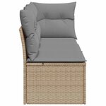 vidaXL Canapé de jardin avec coussins 3 places beige résine tressée