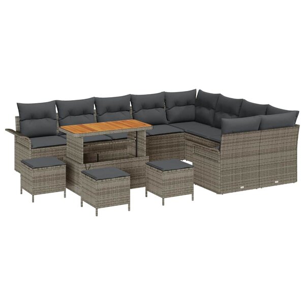 vidaXL Ensemble de canapé de jardin 13 Pièces Gris polyrotin