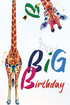 69-3127 Carte Anniversaire Girafe au long cou Animal d'Afrique Big Birthday Peinture Aquarelle Mignonne - Finitions Dorure Or Doré + Gaufrage en Relief +1 Enveloppe Format 12x17cm - Fabriqué en Europe