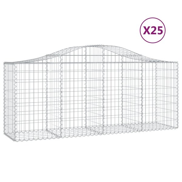 vidaXL Paniers à gabions arqués 25 Pièces 200x50x80/100 cm Fer galvanisé