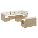vidaXL Salon de jardin avec coussins 10 Pièces beige résine tressée