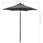 vidaXL Parasol de jardin avec lumières LED anthracite aluminium