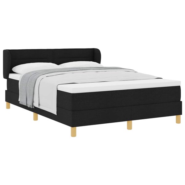 vidaXL Lit à ressorts avec matelas Noir 140 x 190 cm tissu