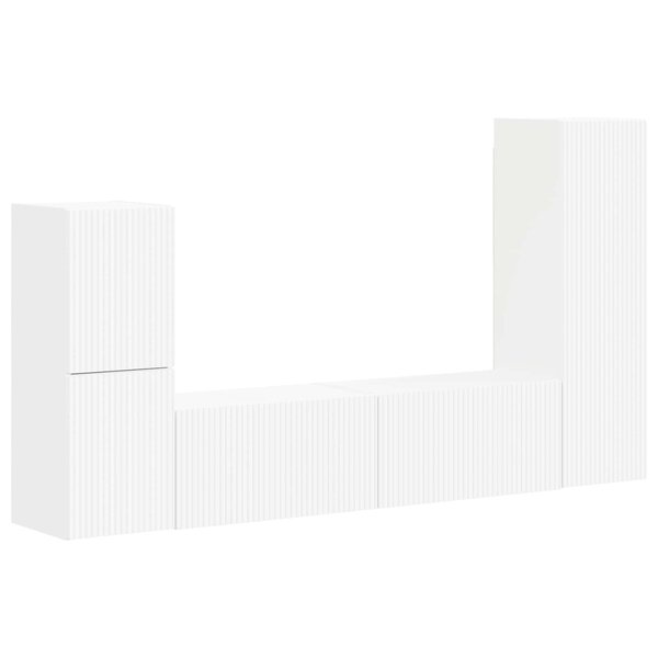 vidaXL Ensemble meuble TV Montage mural 4 Pièces Blanc Bois d'ingénierie