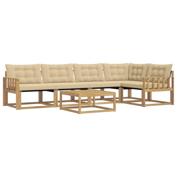 vidaXL Ensemble de canapés d'extérieur 6 Pièces Blanc et Beige