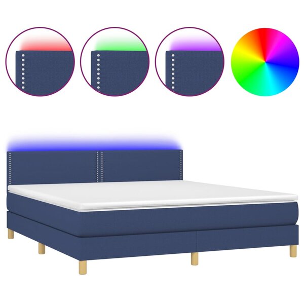 vidaXL Sommier à lattes de lit avec matelas LED Bleu 180x200 cm Tissu