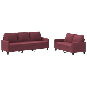 vidaXL Ensemble de canapés 2 Pièces avec coussins Rouge bordeaux Tissu