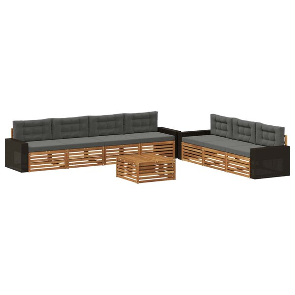 vidaXL Ensemble de canapés d'extérieur 8 Pièces Naturel et Anthracite