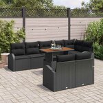vidaXL Ensemble de canapé de jardin 9 Pièces Noir Poly rotin