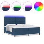 vidaXL Lit à ressorts avec matelas et lumière LED  bleu marine  200 x 200 cm  en tissu.