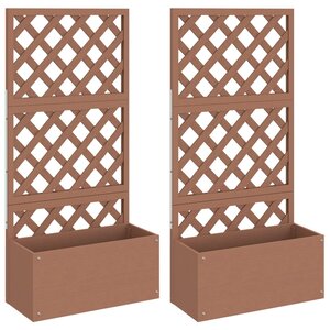 vidaXL Jardinières en treillis 2 Pièces marron 65x33x135 cm WPC