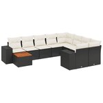 vidaXL Salon de jardin 10 Pièces avec coussins noir résine tressée