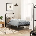 vidaXL Cadre de lit métal sans matelas avec tête de lit noir 75x190 cm