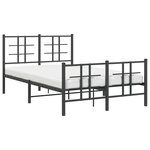 vidaXL Cadre de lit métal avec tête de lit/pied de lit noir 120x190 cm