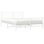vidaXL Cadre de lit métal sans matelas et pied de lit blanc 150x200 cm