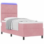 vidaXL Lit à ressort LED avec matelas Rose 80 x 200 cm tissu
