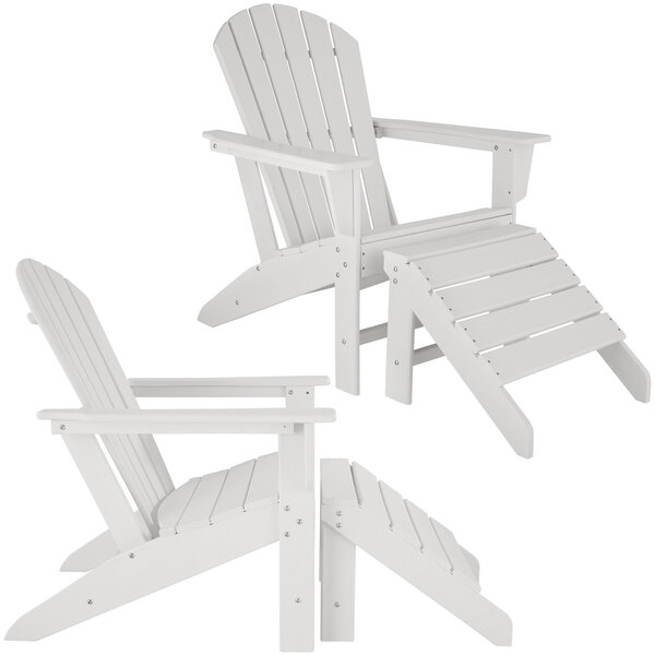 Tectake Lot de 2 chaises de jardin Janis avec 2 repose-pieds Joplin - blanc