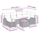 vidaXL Ensemble de canapés de jardin 6 pièces avec coussins en rotin synthétique brun