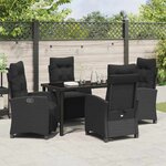 vidaXL Ensemble de salle à manger pour jardin 5 Pièces Noir polyrotin