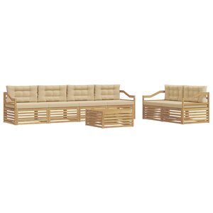 vidaXL Ensemble de canapés d'extérieur 7 pc Blanc et Beige Polyester