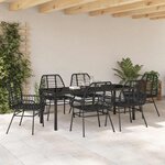 vidaXL Ensemble de salle à manger pour jardin 7 Pièces Noir polyrotin