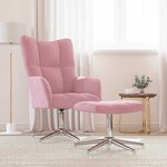 vidaXL Chaise de relaxation avec tabouret Rose Velours