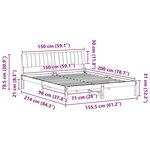 vidaXL Cadre de lit avec tête de lit Blanc et gris clair 150 x 200 cm