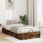vidaXL Cadre de lit ottoman avec stockage Chêne fumé 193 x 120 x 25 cm