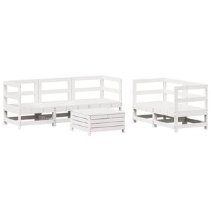 vidaXL Salon de jardin 6 Pièces blanc bois de pin massif