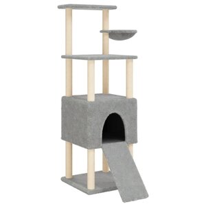 vidaXL Arbre à chat avec griffoirs en sisal Gris clair 153 cm