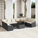 vidaXL Ensemble de canapé de jardin 11 Pièces Noir Poly rotin
