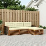 vidaXL Ensemble de canapés d'extérieur avec coussin Naturel et Crème