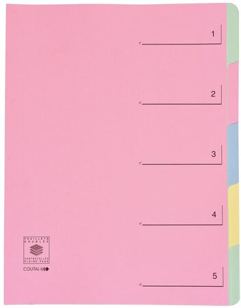 Trieur 5 onglets en dossier Dos extensible Rubriques imprimées Rose COUTAL