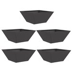 vidaXL Pot de jardin en forme de bol 5 Pièces Noir 35 x 35 x 15 cm Acier