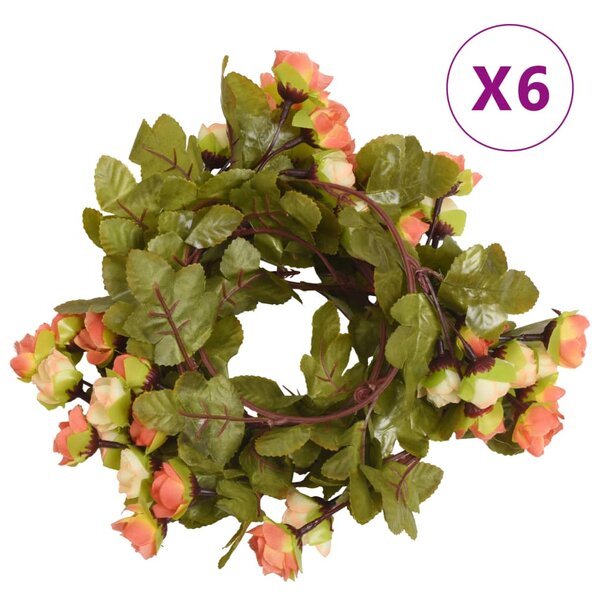 vidaXL Guirlandes de fleurs 6 Pièces rouge vif 215 cm