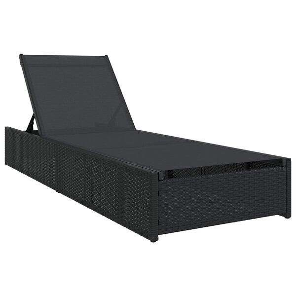 vidaXL Chaise Longue Noire 60x200x27 cm en Rattan Synthétique