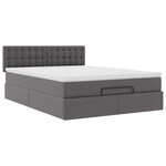 vidaXL Lit ottoman avec matelas & LED Gris 140x190cm similicuir