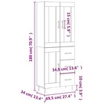 vidaXL Buffet haut Chêne fumé 69 5x34x180 cm Bois d'ingénierie