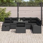 vidaXL Ensemble de canapé de jardin avec coussin 9 Pièces Noir Poly rotin