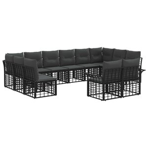 vidaXL Ensemble de canapés d'extérieur 12 Pièces Noir et Gris foncé