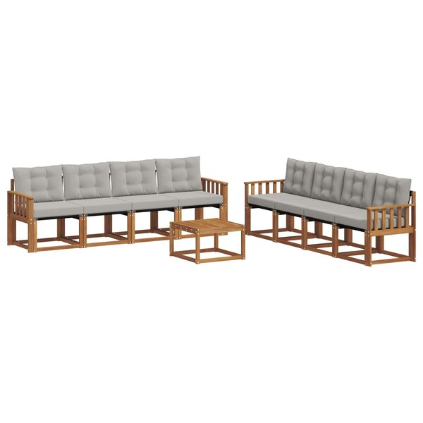 vidaXL Ensemble de canapés d'extérieur 9 pc Gris Naturel et Clair