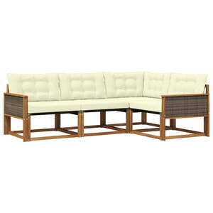 vidaXL Ensemble de canapés d'extérieur 4 pc Naturel et Crème