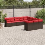 vidaXL Salon de jardin et coussins 11 Pièces marron résine tressée