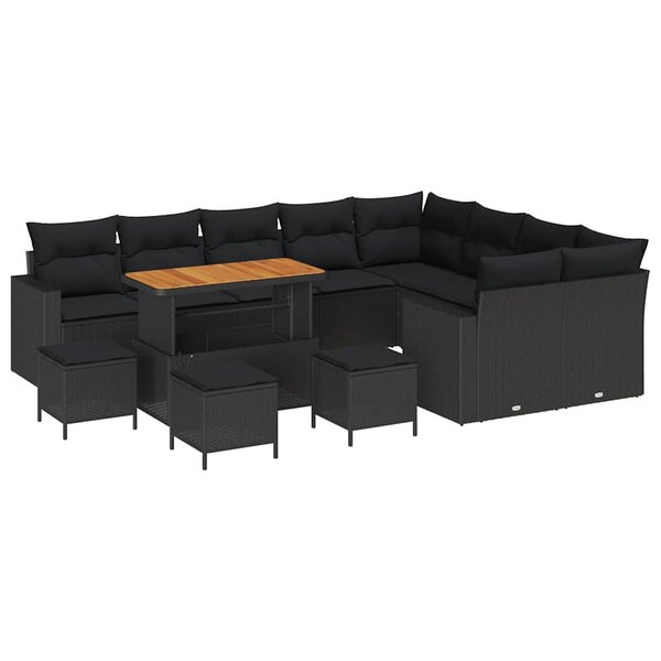 vidaXL Ensemble de canapé de jardin 13 Pièces Noir polyrotin