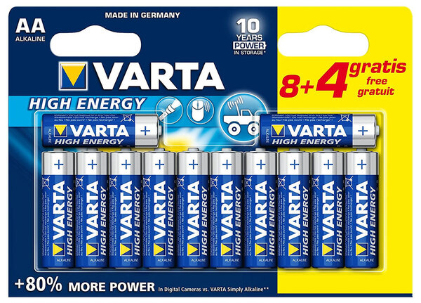 Varta Alkaline High Energy 12 piles 1,5V AA (lot de 2)