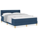 vidaXL Lit à sommier tapissier avec matelas bleu  140 x 200 cm  Tissu