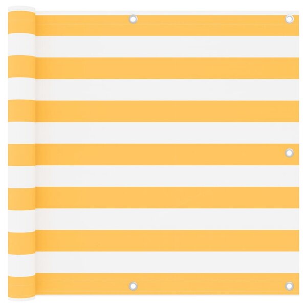 vidaXL Écran de balcon Blanc et jaune 90x300 cm Tissu Oxford
