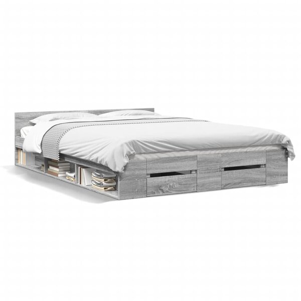 vidaXL Cadre de lit avec tiroirs sans matelas sonoma gris 120x200 cm